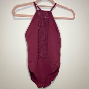 victoria’s secret pink tropical lace bodysuit size extra small